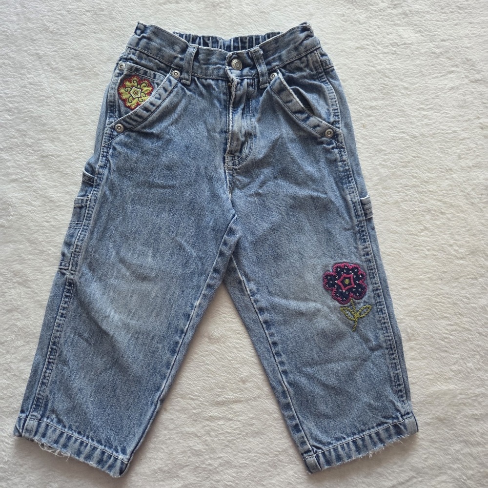Vintage Childrens Place Girls‎ 2T Carpenter Jeans Embroidered Floral Y2k